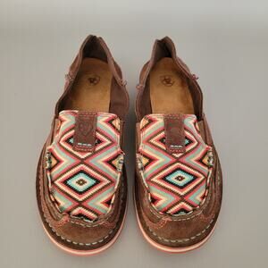 Ariat Ladies Cruiser Brown Moc Toe Loafers Shoes Southwest Aztec Print 6B